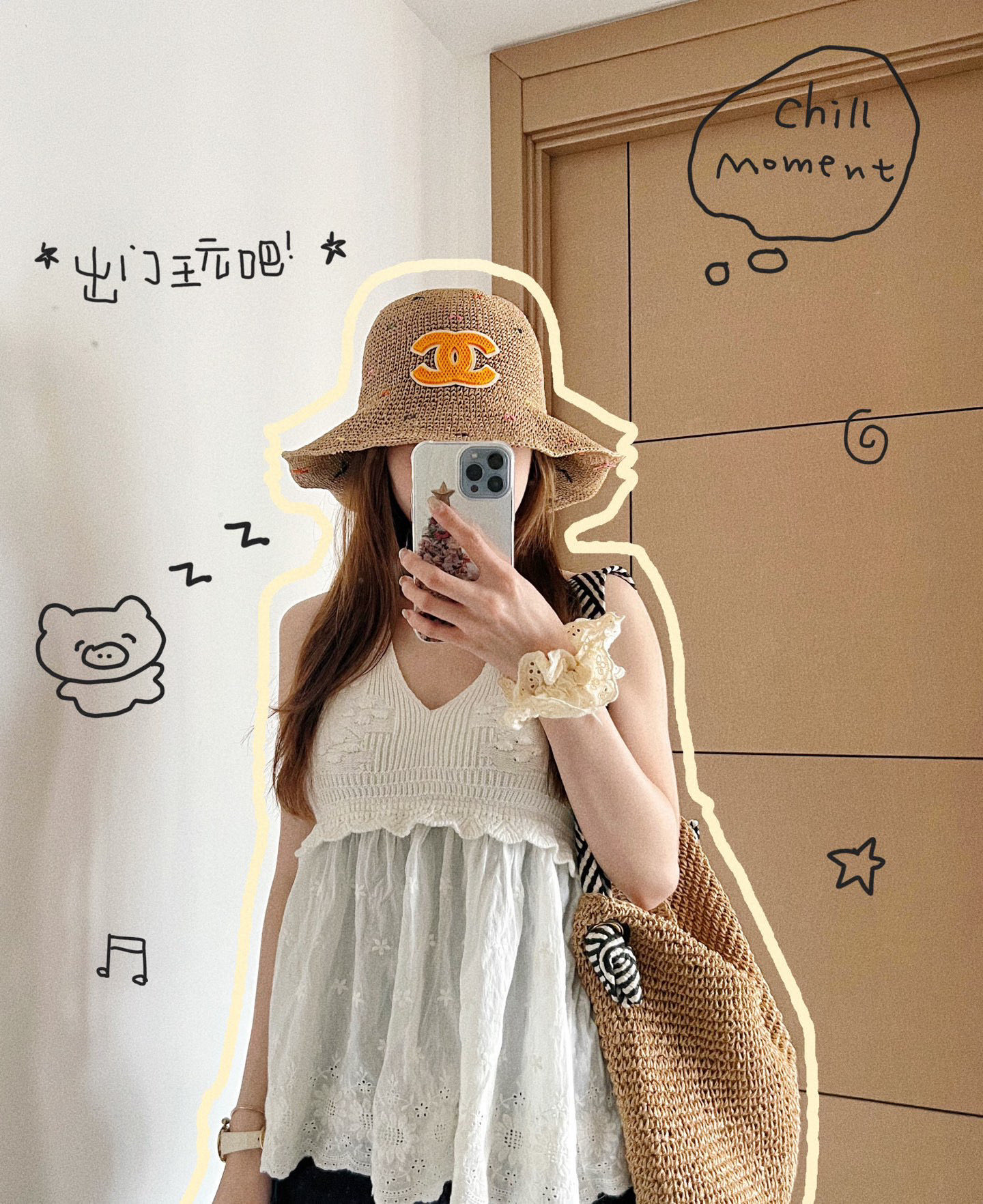 💛配防尘袋【CHANEL香奈儿】2025新款草编小香风渔夫帽，度假款超好搭配，赶紧入手！