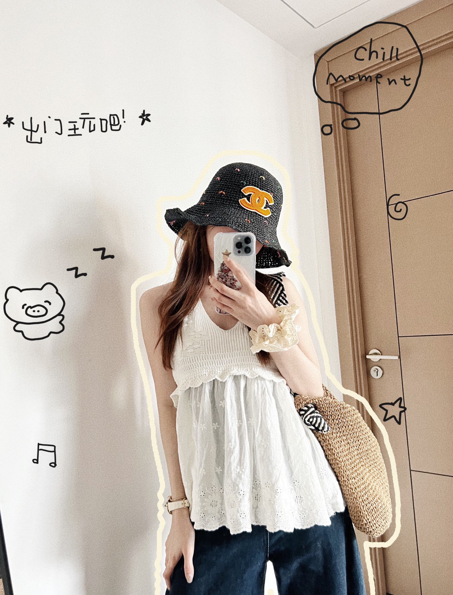 💛配防尘袋【CHANEL香奈儿】2025新款草编小香风渔夫帽，度假款超好搭配，赶紧入手！