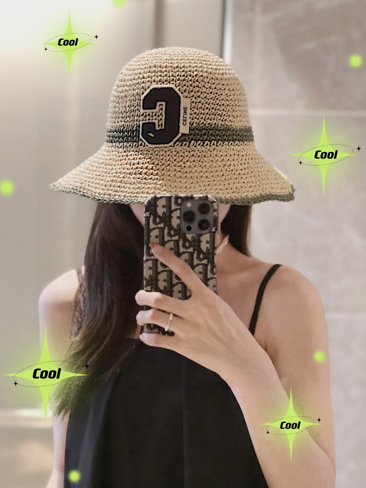 💛配防尘袋【CELINE赛琳】2025新款草编拼色折叠款渔夫帽草帽，度假款超好搭配，赶紧入手！