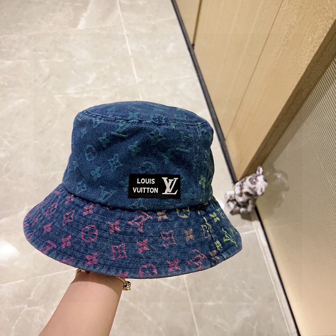 💛配防尘袋.  【LV路易威登】2025最新专柜款拼色老花渔夫帽，日常款超好搭配，出街单品