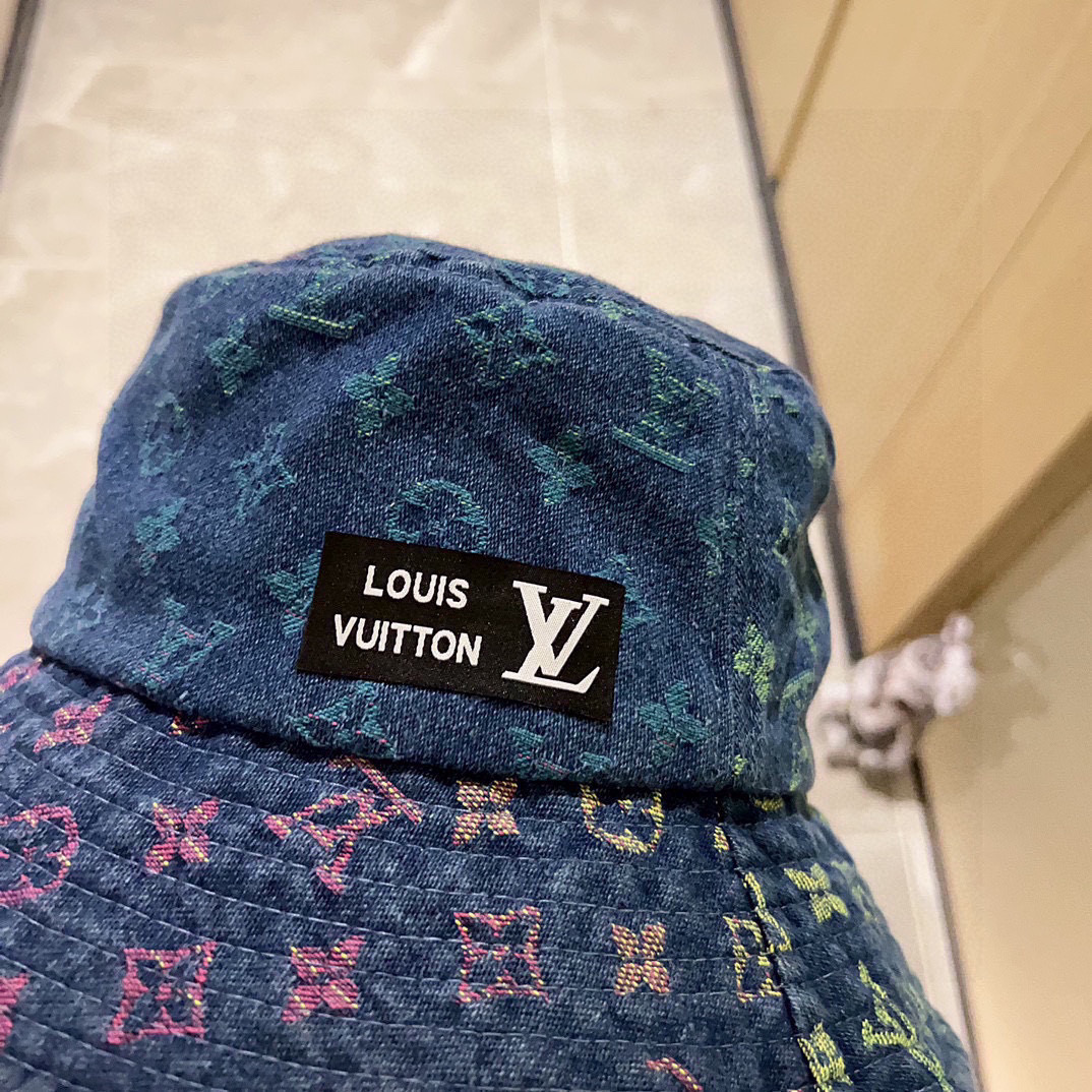 💛配防尘袋.  【LV路易威登】2025最新专柜款拼色老花渔夫帽，日常款超好搭配，出街单品