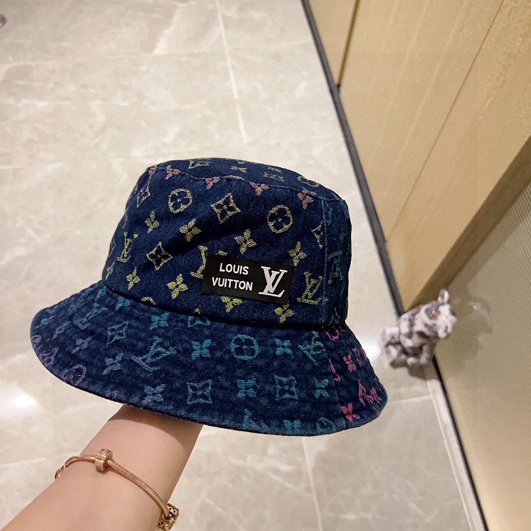 💛配防尘袋.  【LV路易威登】2025最新专柜款拼色老花渔夫帽，日常款超好搭配，出街单品