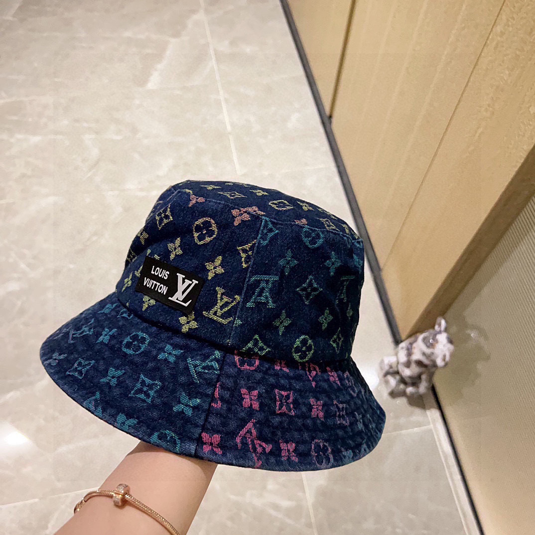 💛配防尘袋.  【LV路易威登】2025最新专柜款拼色老花渔夫帽，日常款超好搭配，出街单品