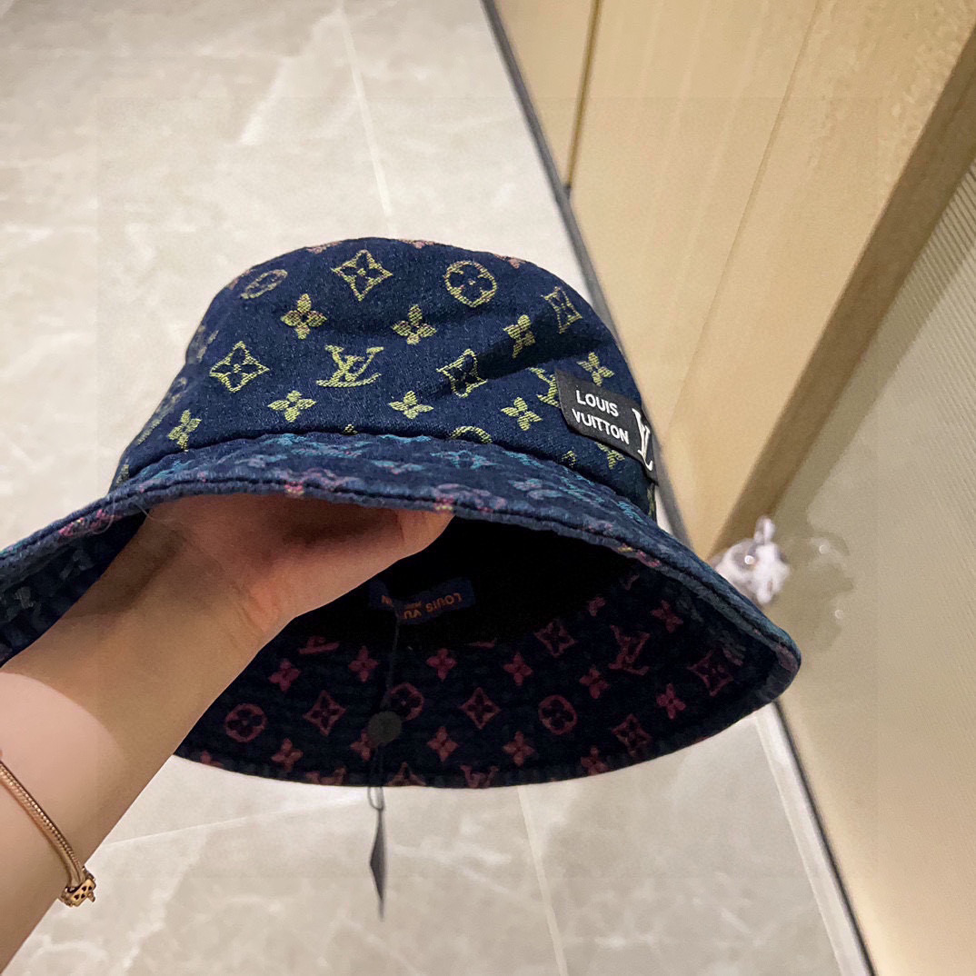 💛配防尘袋.  【LV路易威登】2025最新专柜款拼色老花渔夫帽，日常款超好搭配，出街单品