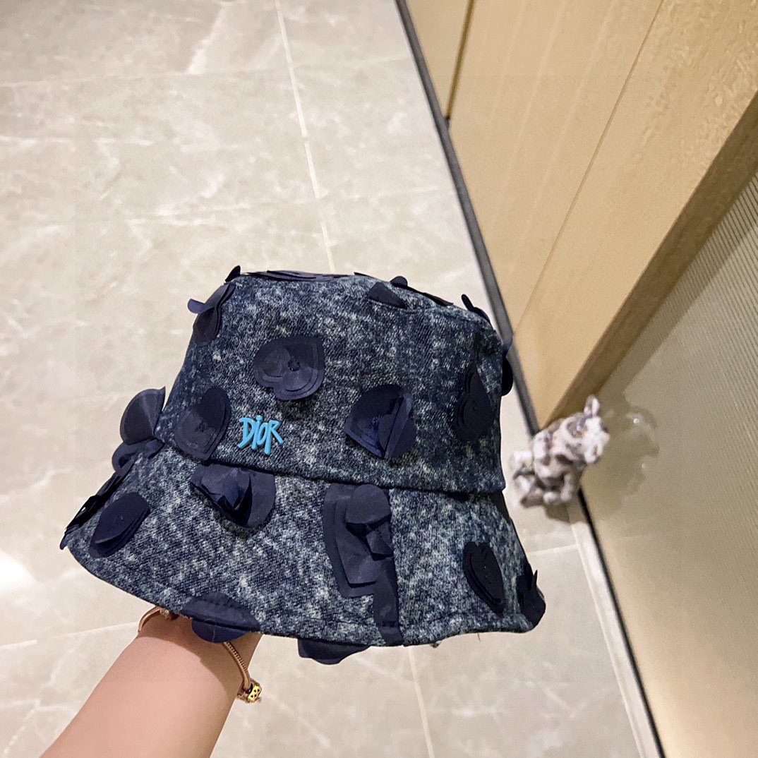 💛配防尘袋【DIOR迪奥】2025新款牛仔爆款小香简约渔夫帽，超好搭配，赶紧入手！