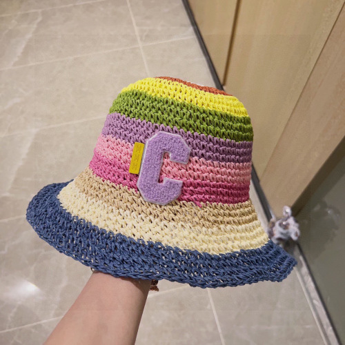 Celine Rainbow Straw Bucket Hat, Beach Vacation Style, Must-Have Fashion Accessory 1 Celine Rainbow Straw Bucket Hat, Beach Vacation Style, Must-Have Fashion Accessory