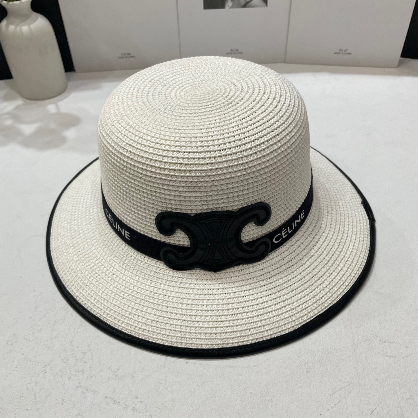 NO:349081,Special offer with dust bag [CELINE] 2025 new Arc de Triomphe large-edge top hat basin hat straw hat, must-have for the street, super easy to match, adjustable rope hat straw hat fisherman hat baseball hat, hat, celine, celine, espadrilles, hats特价配防尘袋【CELINE赛琳】2025新款凯旋门大沿礼帽盆帽草帽,出街必备超好搭配,有调节绳帽子草帽渔夫帽棒球帽,帽子,celine,celine,espadrilles,hats,hat