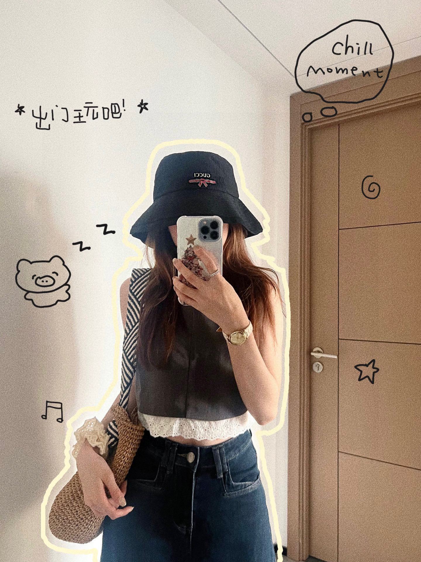 💛配防尘袋【GUCCI古驰】2025新款大沿棉麻遮阳渔夫帽，度假款百搭风，随意折叠不变形～