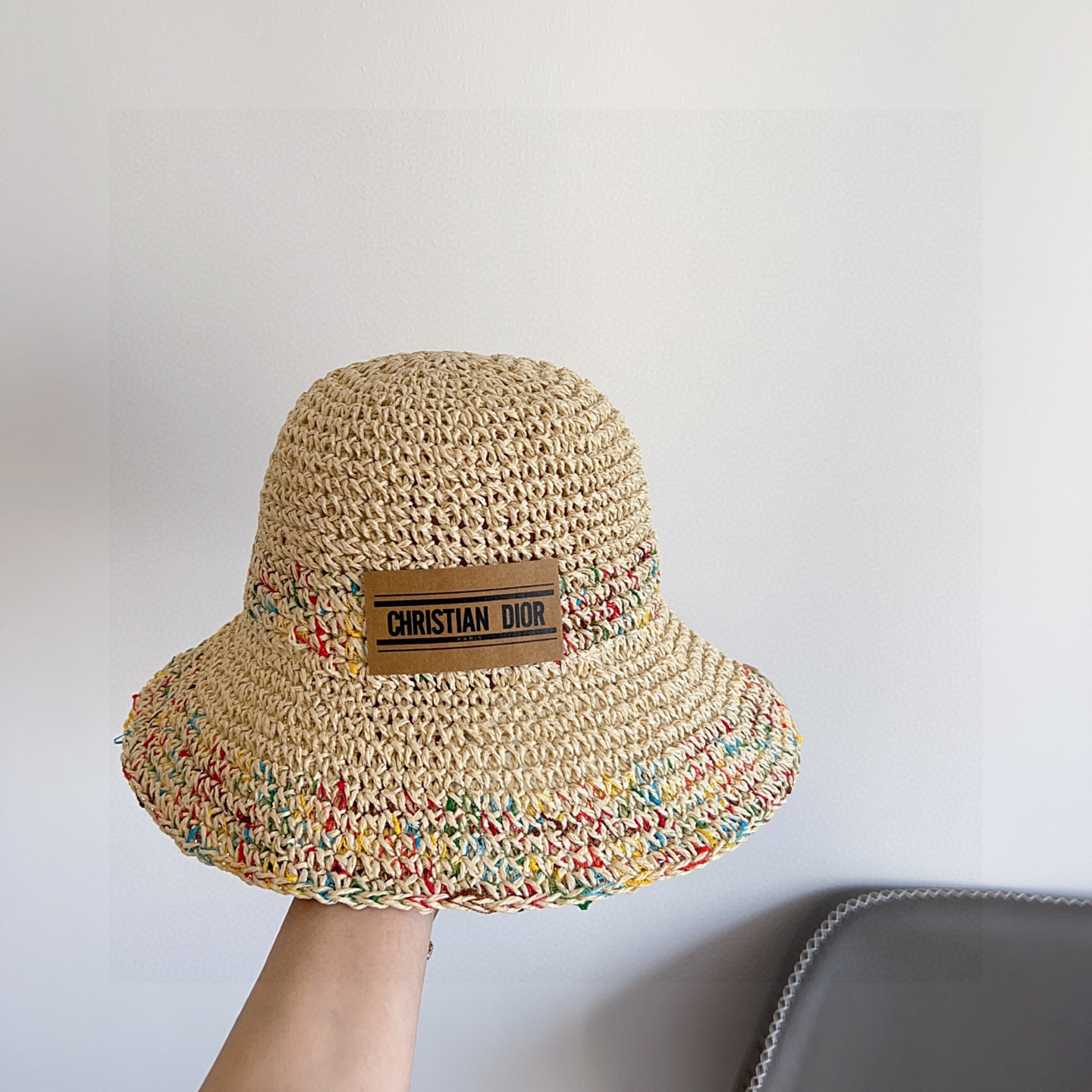 💛配防尘袋【DIOR迪奥】2025春夏新款彩色拼接度假风渔夫帽，🔆百搭日常款～出街必备