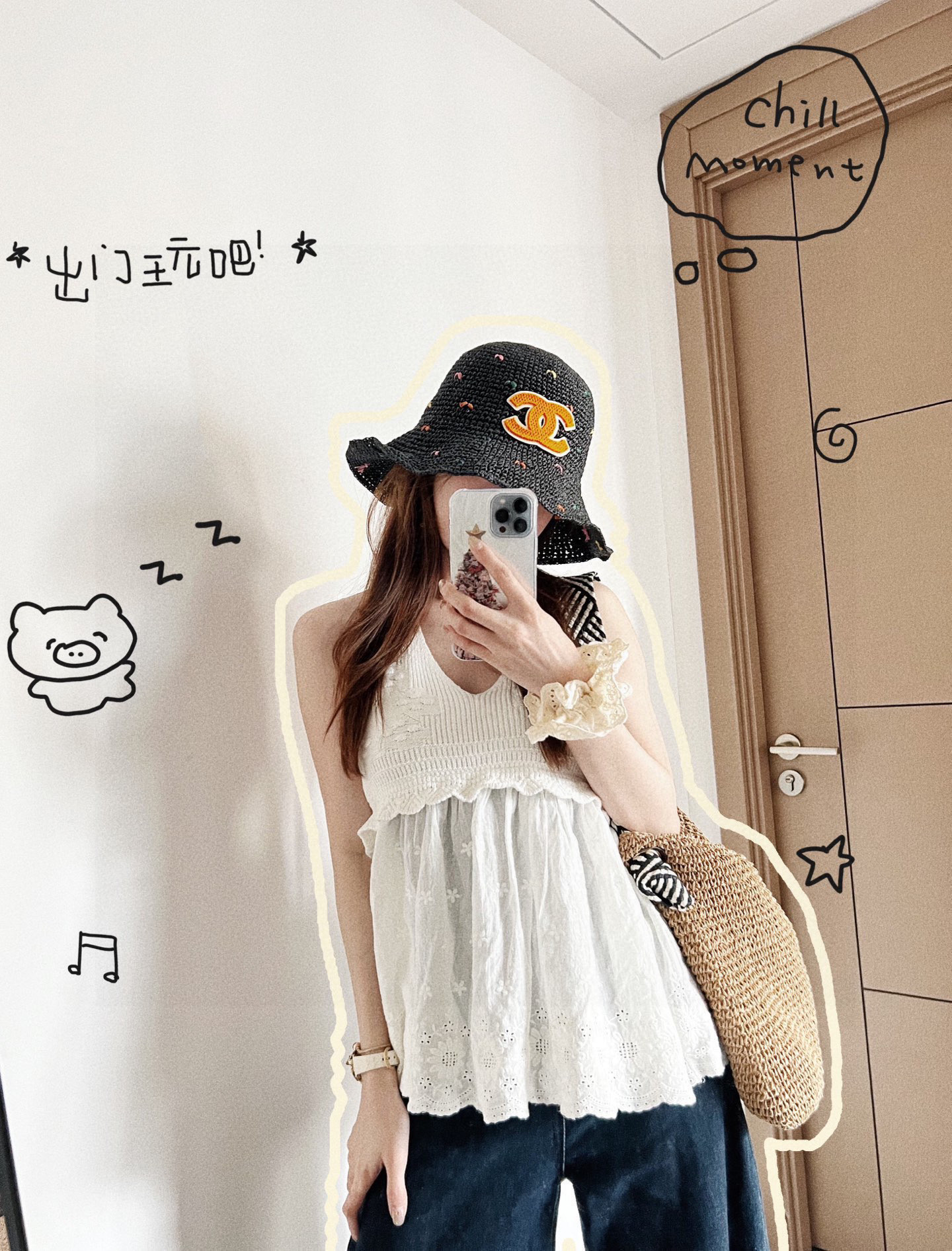 💛配防尘袋【CHANEL香奈儿】2025新款草编小香风渔夫帽，度假款超好搭配，赶紧入手！