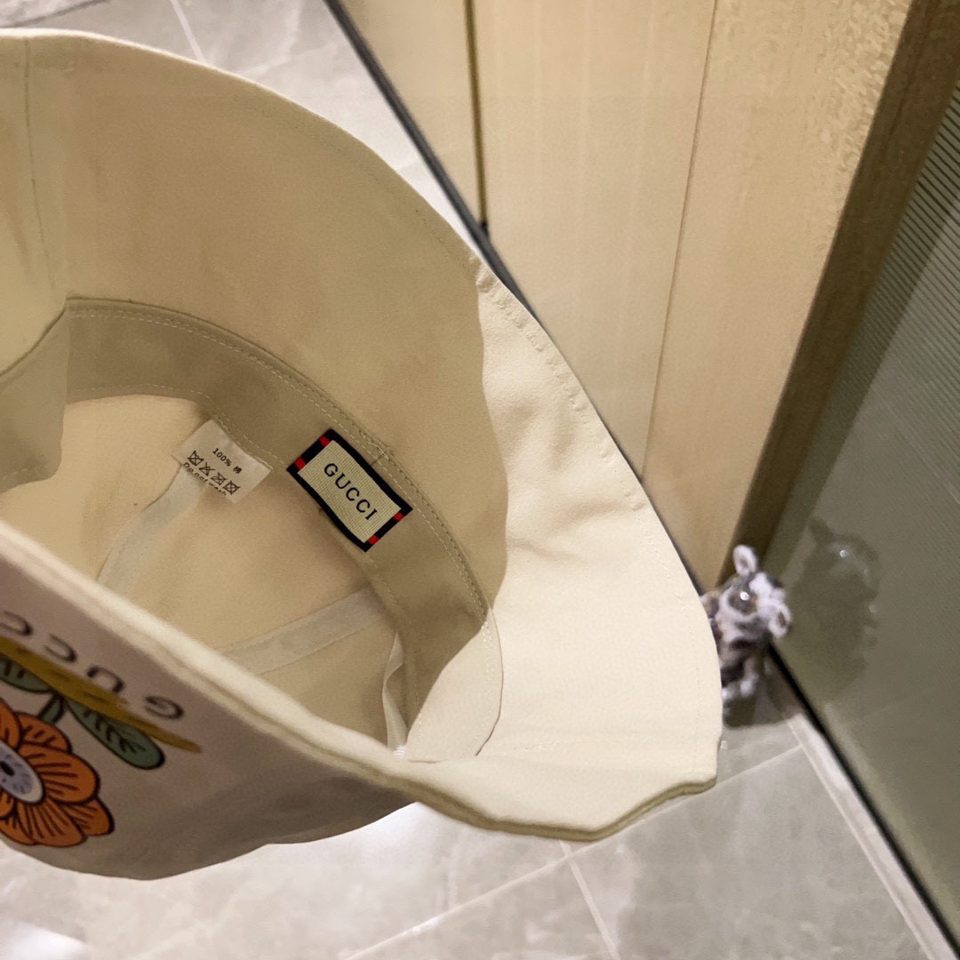 💛配防尘袋.  【Gucci古驰】2025新款新款圆顶小花爆款渔夫帽，小桶帽超好搭配，出街度假首选