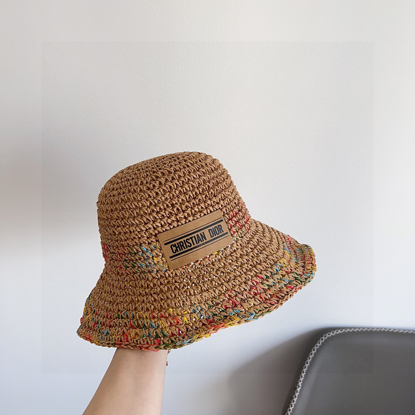 💛配防尘袋【DIOR迪奥】2025新款彩色拼接度假风渔夫帽，🔆百搭日常款～出街必备