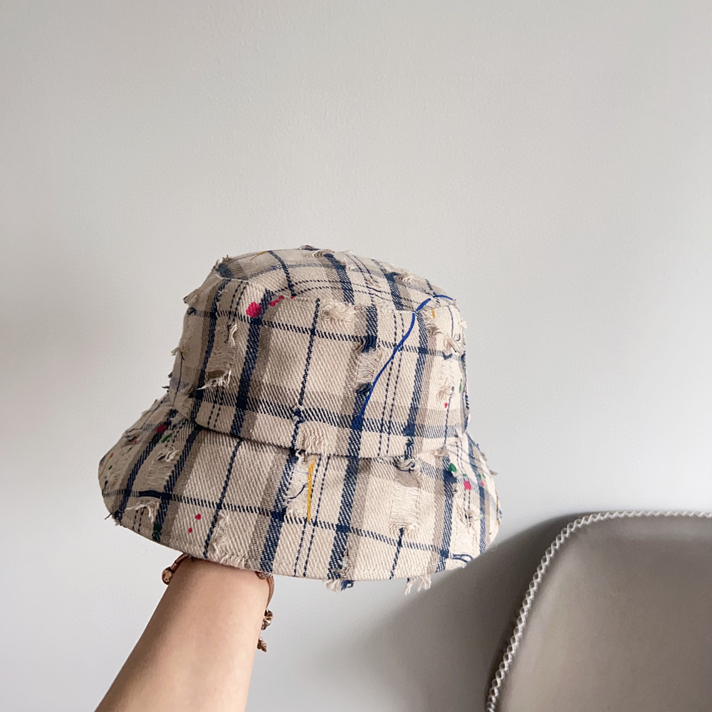 💛配防尘袋【LV路易威登】2025新款做旧格纹男女款渔夫帽，🔆百搭日常款～出街必备