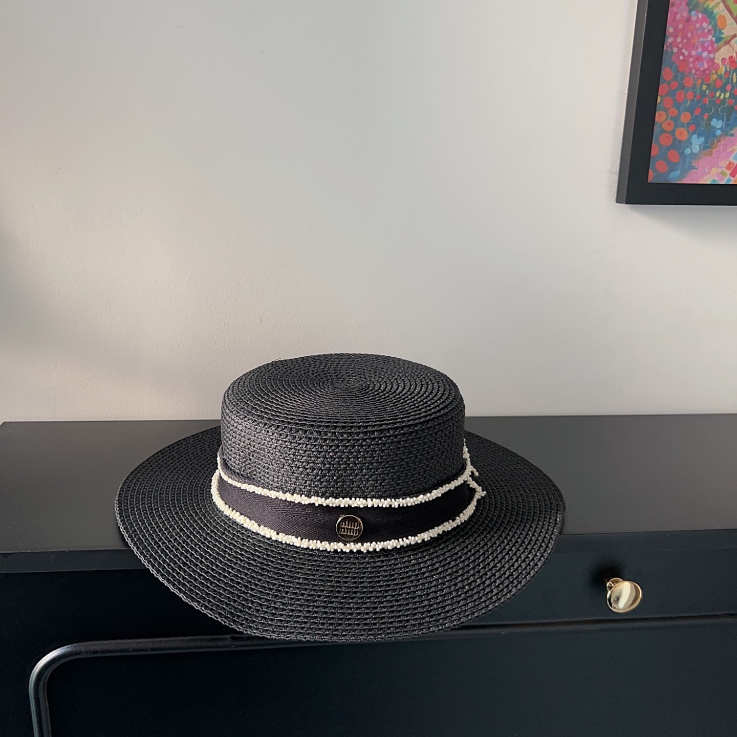 💛配防尘袋.  【MIUMIU缪缪】2025新款大牌织带度假遮阳盆帽草帽，出街旅行单品