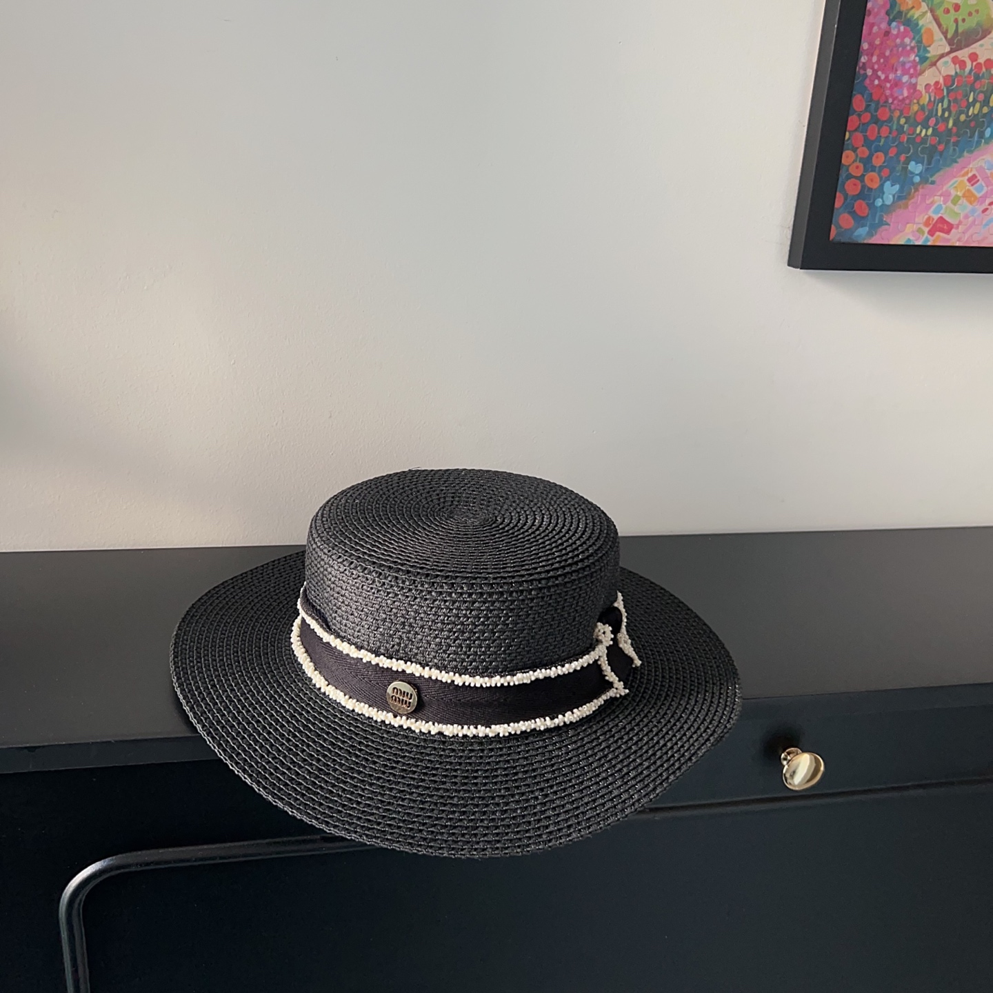 💛配防尘袋.  【MIUMIU缪缪】2025新款大牌织带度假遮阳盆帽草帽，出街旅行单品