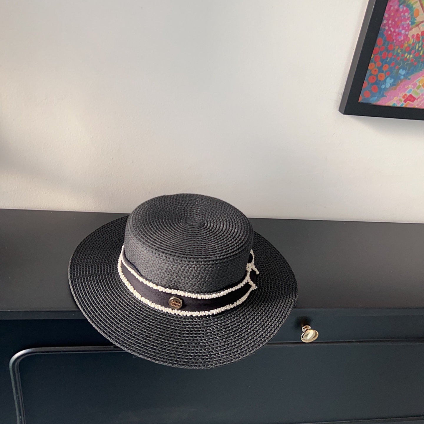 💛配防尘袋.  【MIUMIU缪缪】2025新款大牌织带度假遮阳盆帽草帽，出街旅行单品