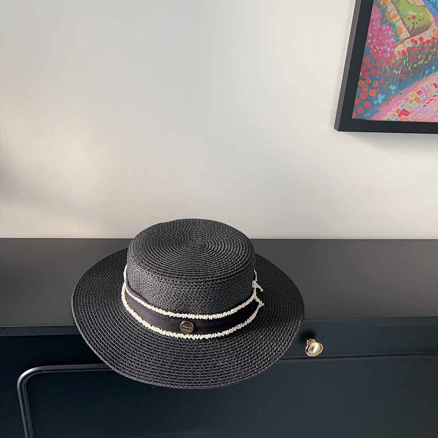 💛配防尘袋.  【MIUMIU缪缪】2025新款大牌织带度假遮阳盆帽草帽，出街旅行单品