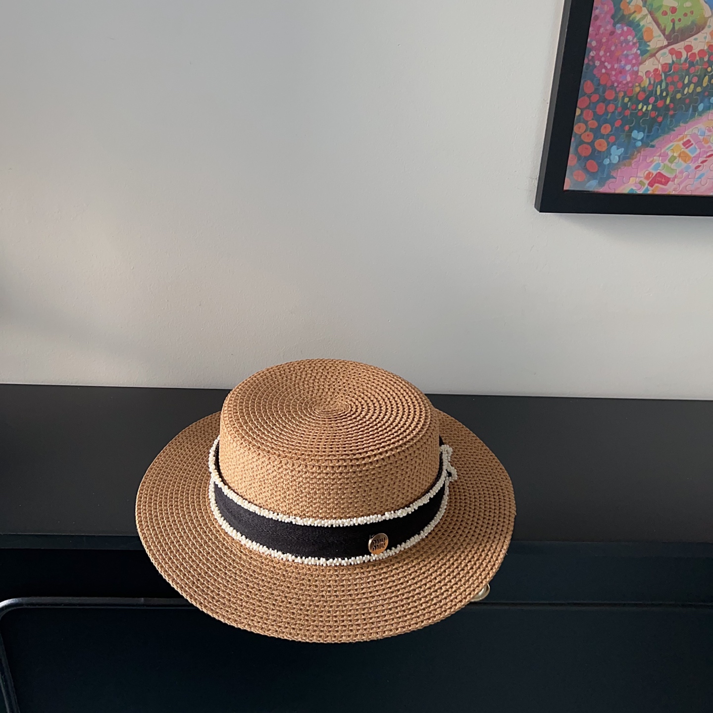 💛配防尘袋.  【MIUMIU缪缪】2025新款大牌织带度假遮阳盆帽草帽，出街旅行单品