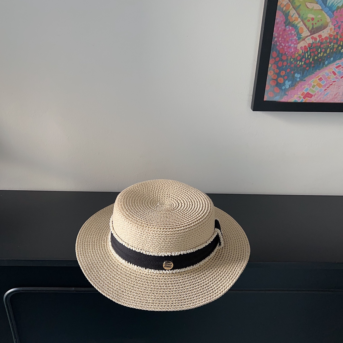 💛配防尘袋.  【MIUMIU缪缪】2025新款大牌织带度假遮阳盆帽草帽，出街旅行单品