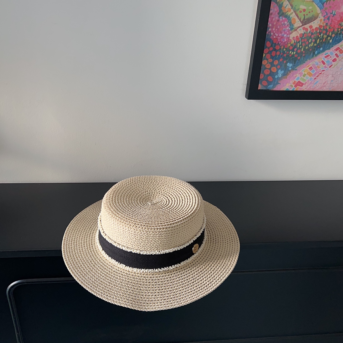 💛配防尘袋.  【MIUMIU缪缪】2025新款大牌织带度假遮阳盆帽草帽，出街旅行单品