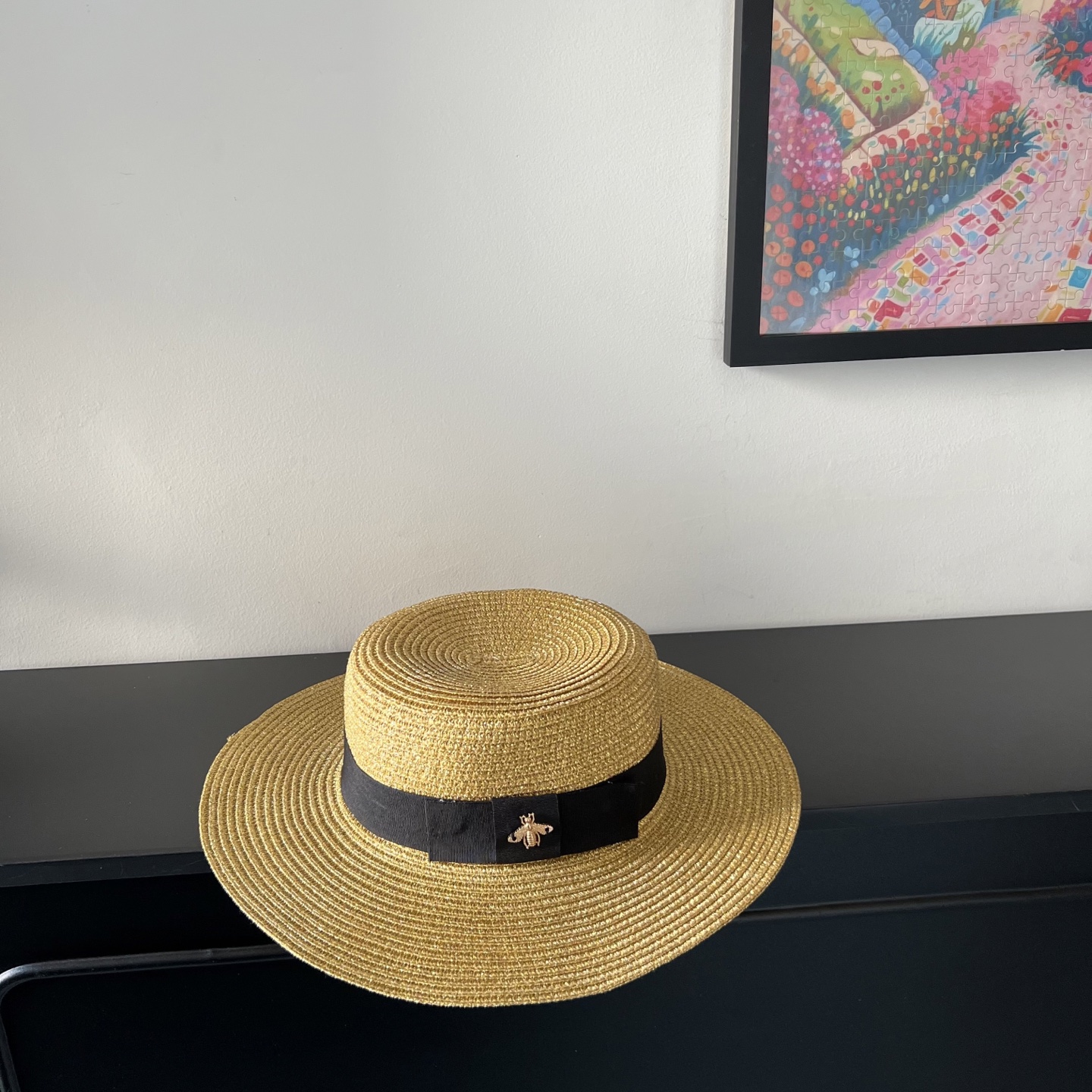 💛配防尘袋.  【GUCCI古驰】2025新款金丝男女款平顶盆帽草帽，出街旅行单品