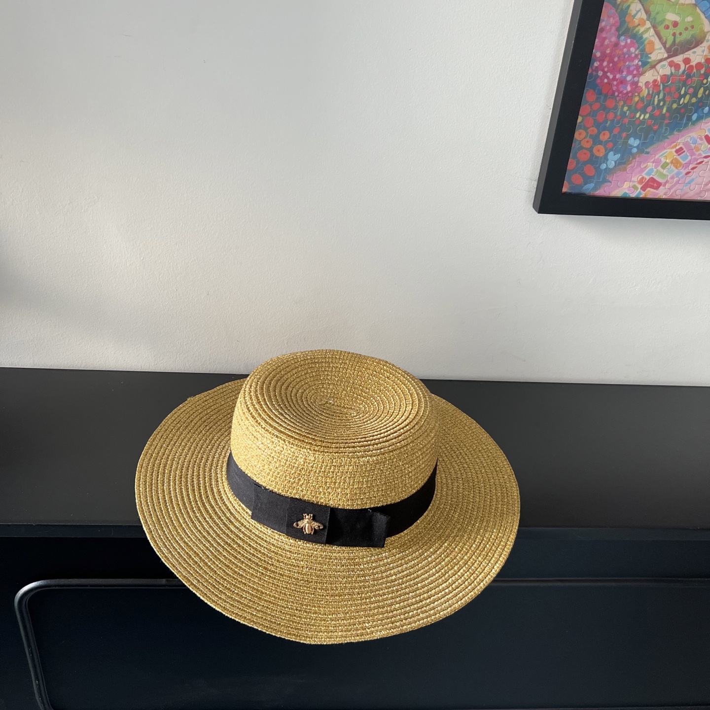 💛配防尘袋.  【GUCCI古驰】2025新款金丝男女款平顶盆帽草帽，出街旅行单品