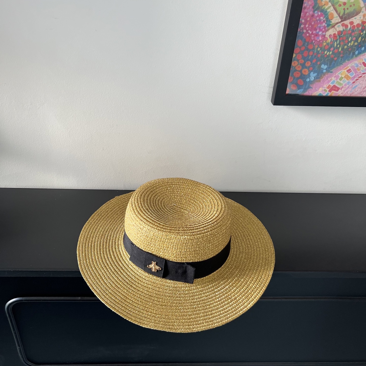 💛配防尘袋.  【GUCCI古驰】2025新款金丝男女款平顶盆帽草帽，出街旅行单品