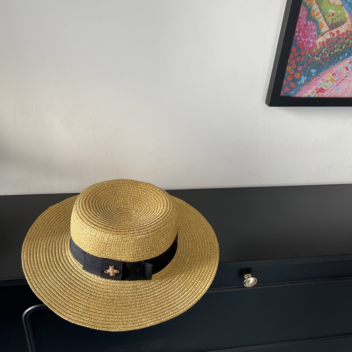 💛配防尘袋.  【GUCCI古驰】2025新款金丝男女款平顶盆帽草帽，出街旅行单品