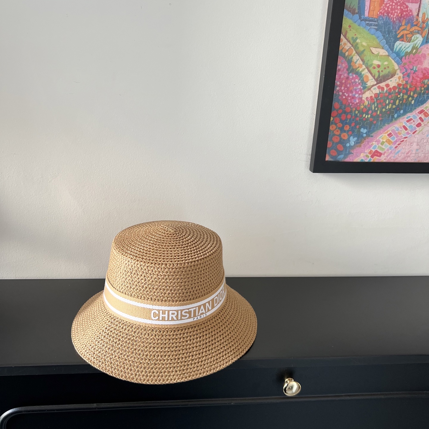 💛配防尘袋.  【DIOR迪奥】2025新款大牌织带百搭盆帽草帽，出街日常单品