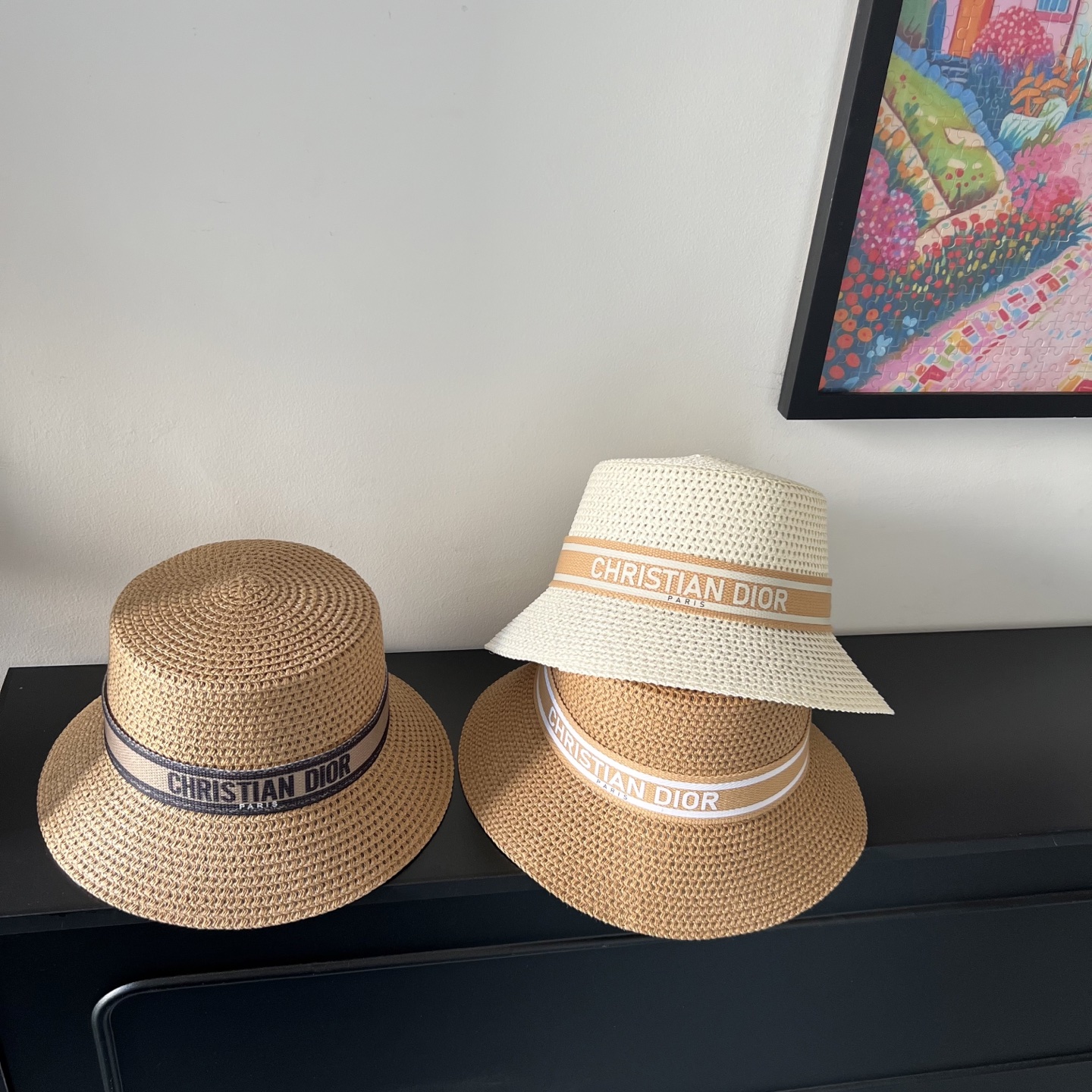 💛配防尘袋.  【DIOR迪奥】2025新款大牌织带百搭盆帽草帽，出街日常单品