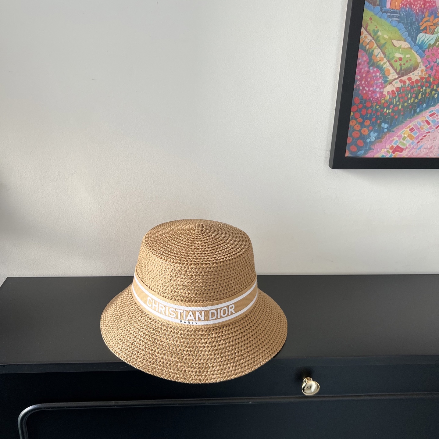 💛配防尘袋.  【DIOR迪奥】2025新款大牌织带百搭盆帽草帽，出街日常单品