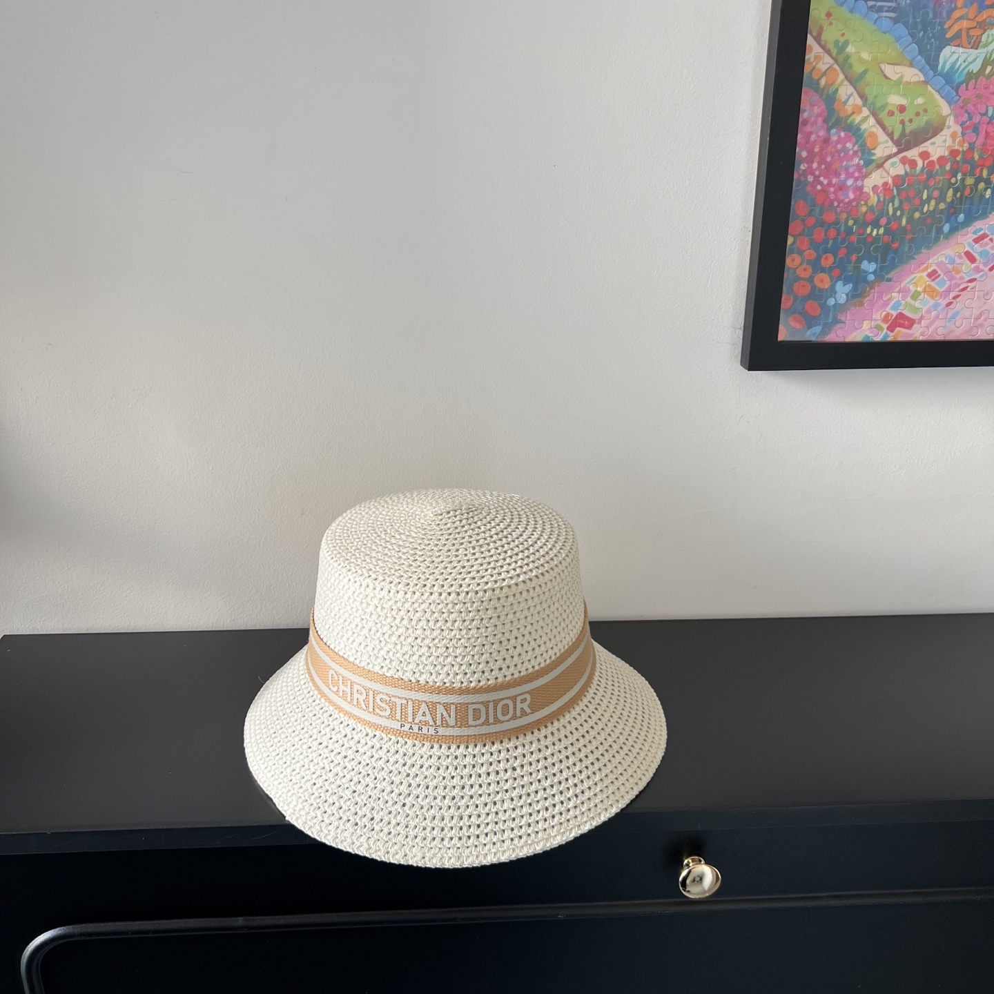 💛配防尘袋.  【DIOR迪奥】2025新款大牌织带百搭盆帽草帽，出街日常单品
