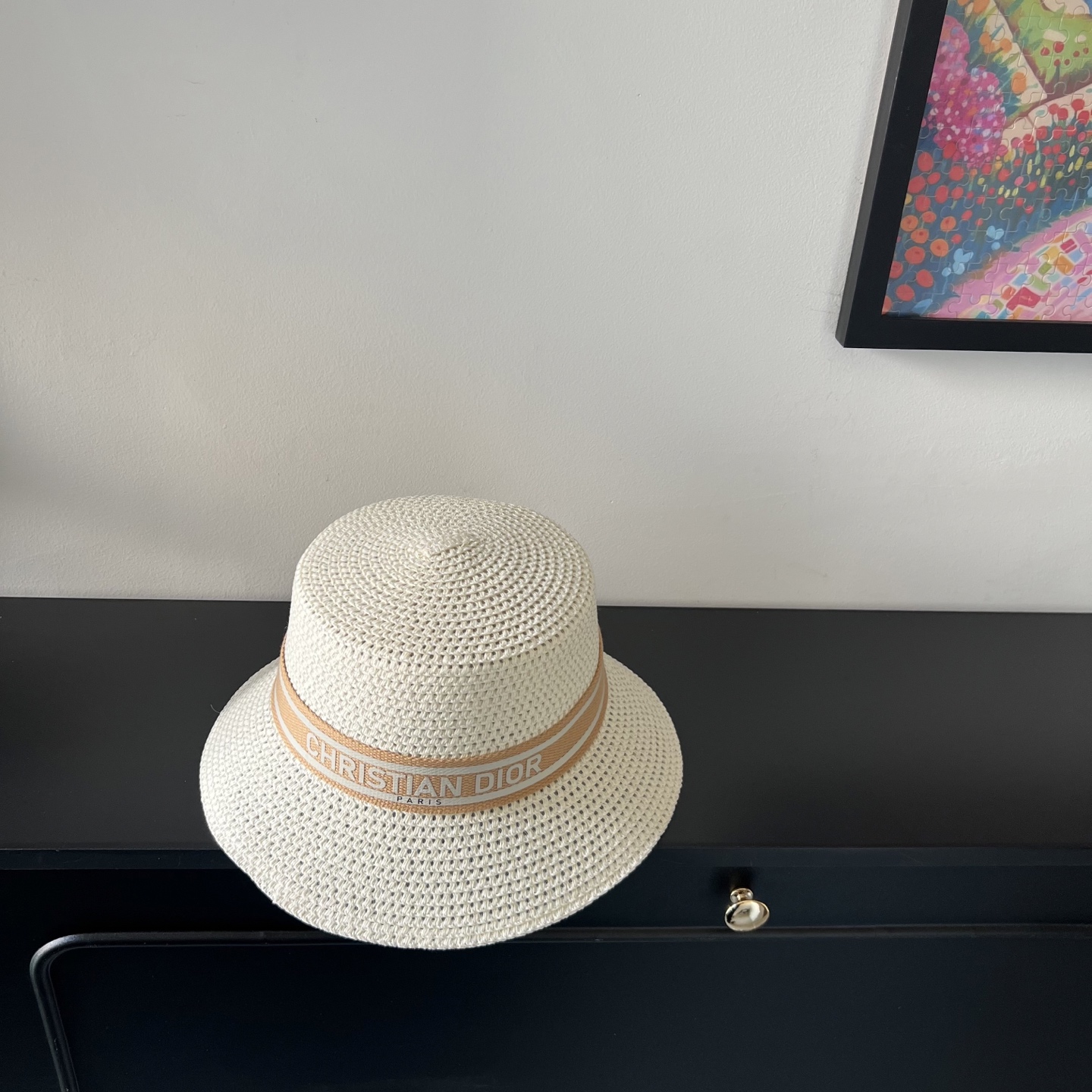 💛配防尘袋.  【DIOR迪奥】2025新款大牌织带百搭盆帽草帽，出街日常单品