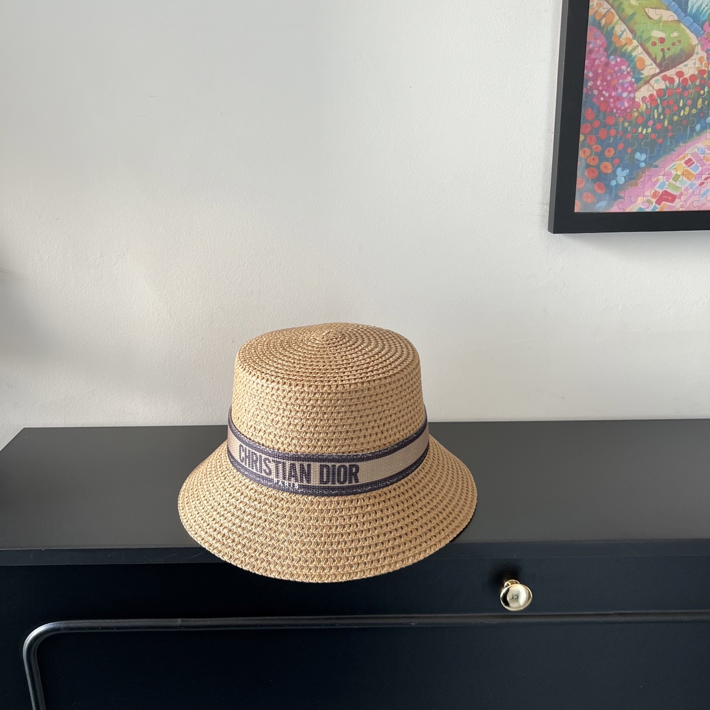 💛配防尘袋.  【DIOR迪奥】2025新款大牌织带百搭盆帽草帽，出街日常单品