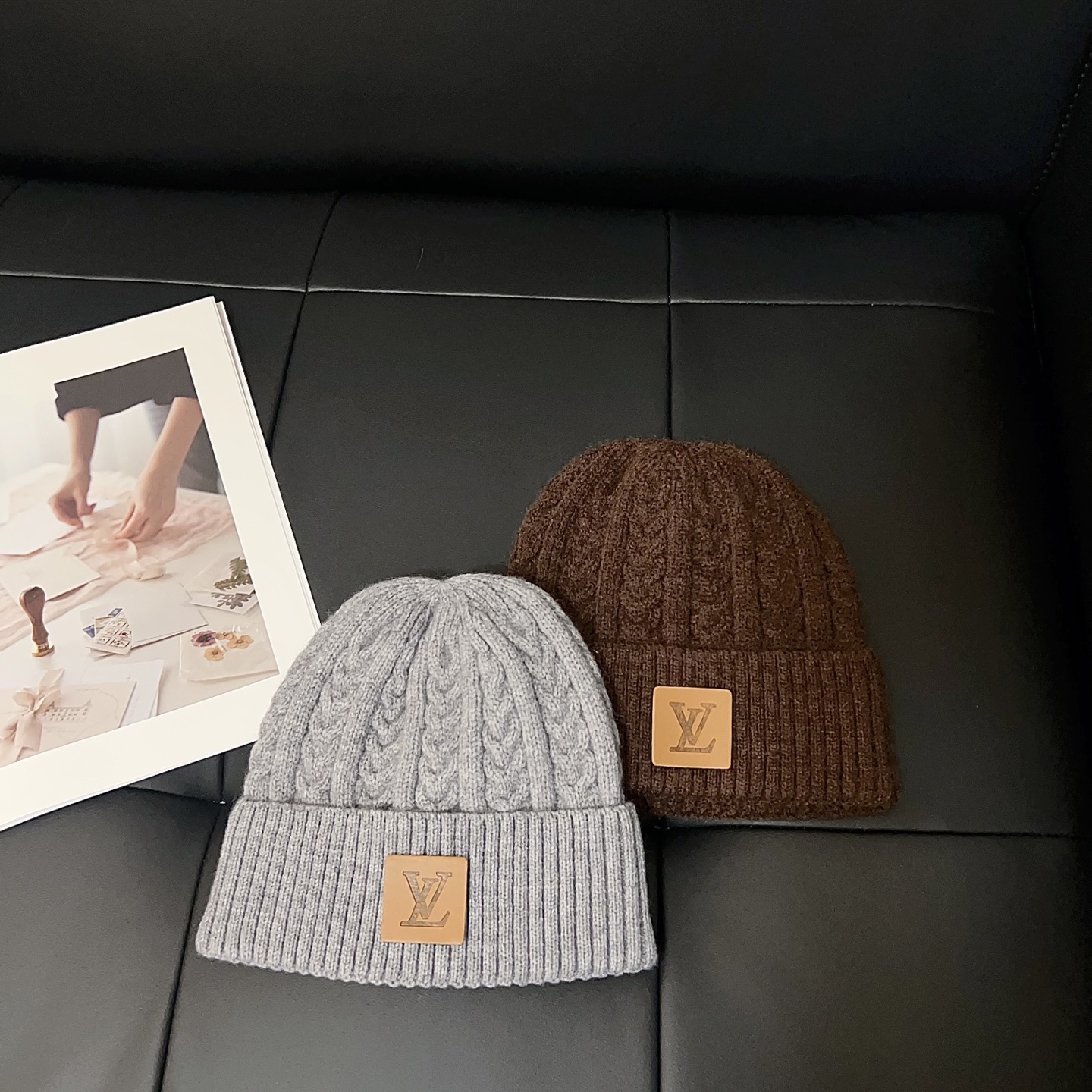 💛配防尘袋。【lv 路易威登】2025新款大牌麻花针织毛线帽，男女款～时尚简约#保暖款