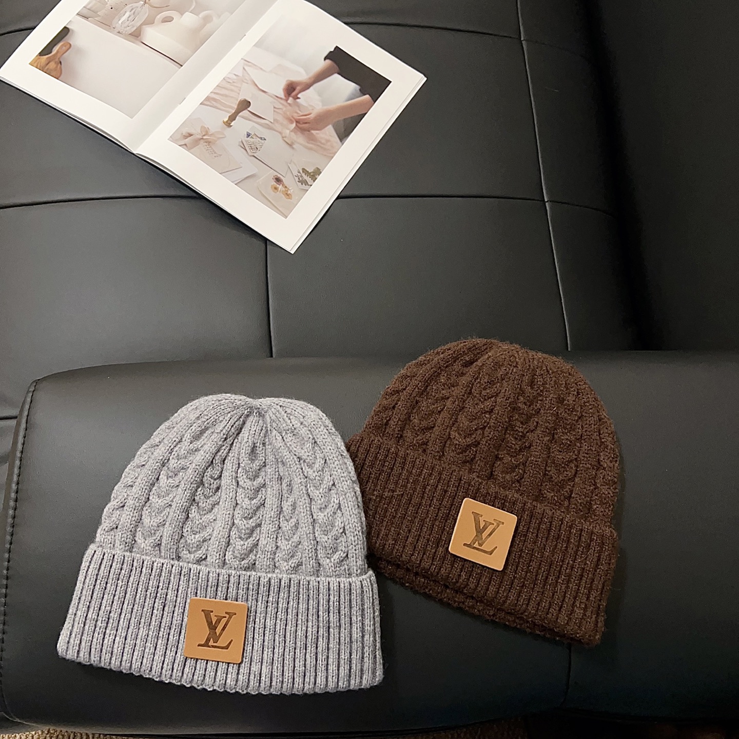 💛配防尘袋。【lv 路易威登】2025新款大牌麻花针织毛线帽，男女款～时尚简约#保暖款