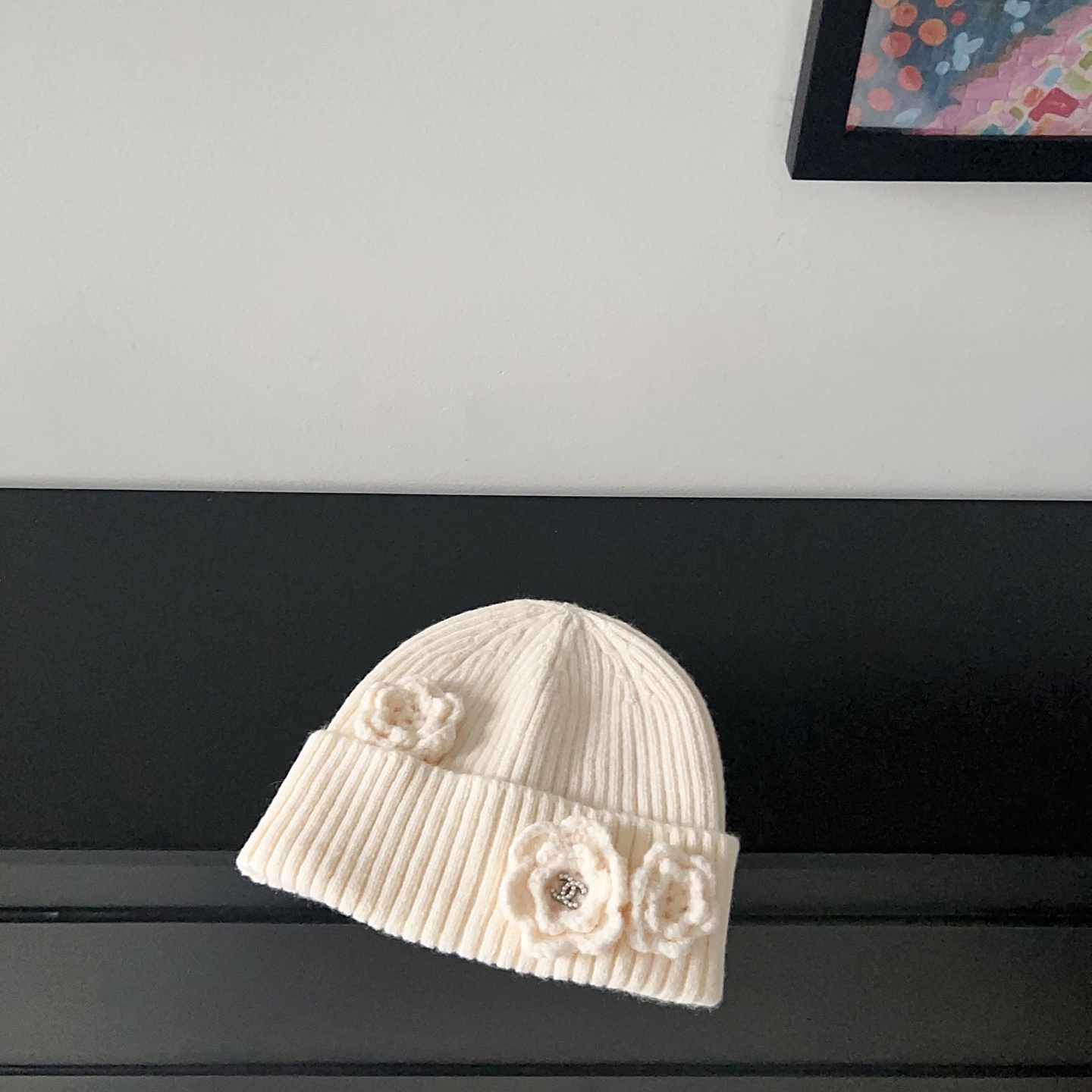 💛配防尘袋。【CHANEL香奈儿】2025新款小香风山茶花针织毛线帽，独家新款～韩版针织温柔单品