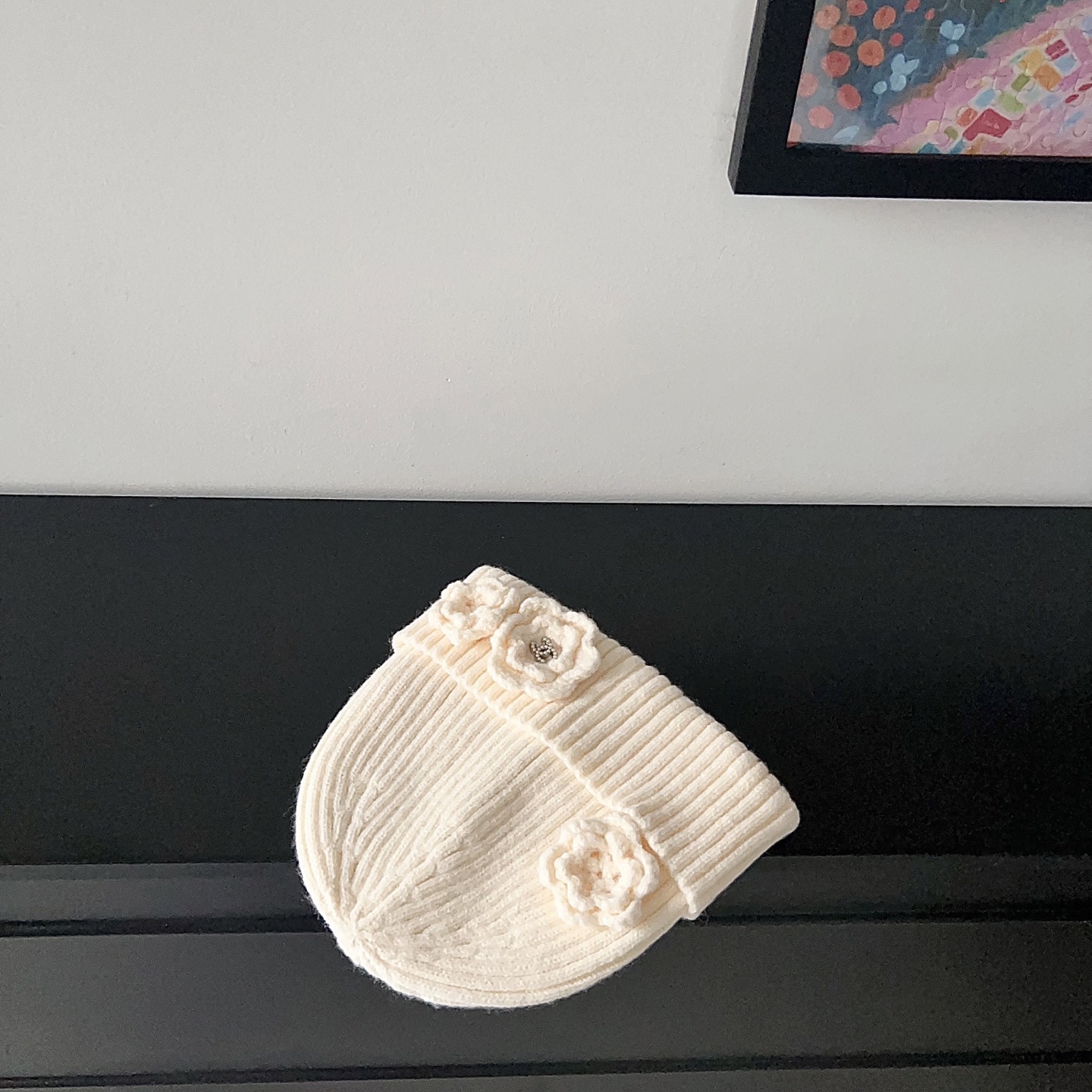 💛配防尘袋。【CHANEL香奈儿】2025新款小香风山茶花针织毛线帽，独家新款～韩版针织温柔单品