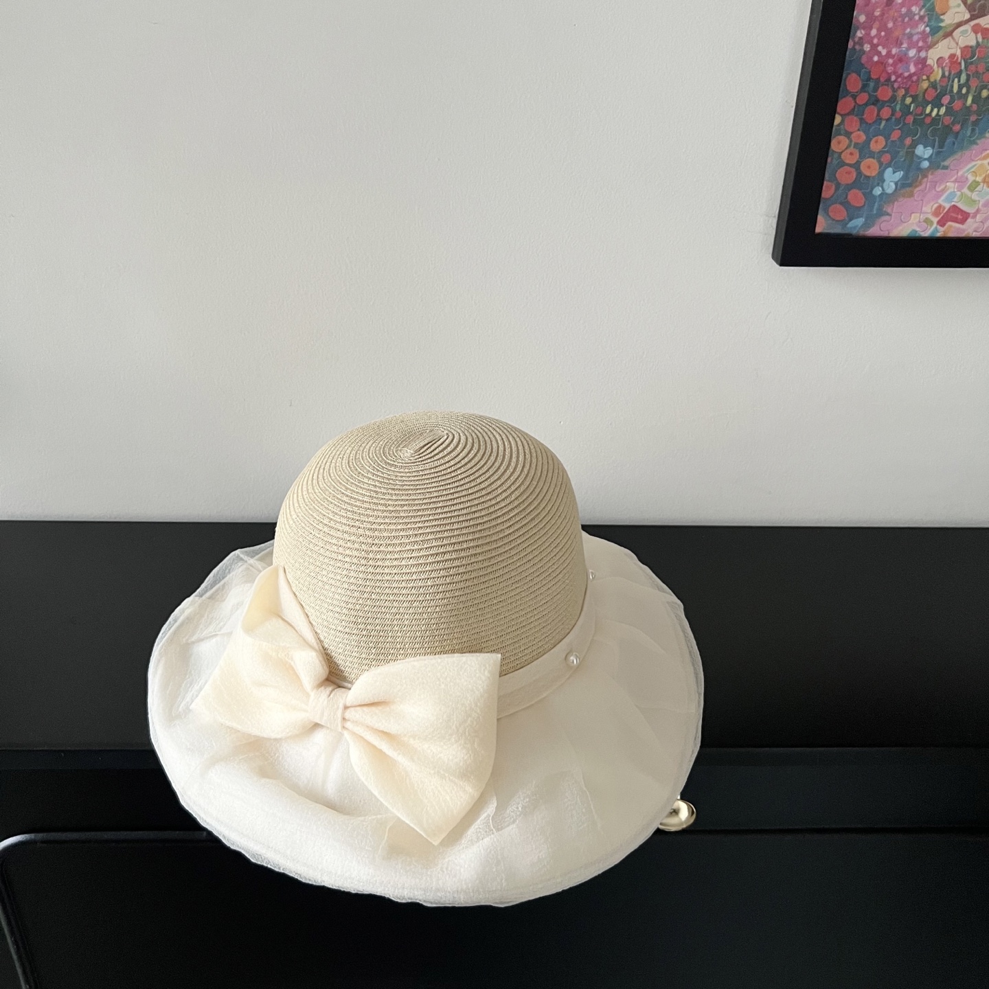 💛配防尘袋【MIUMIU缪缪】2025新款欧根纱款珍珠重工渔夫帽独特设计～日系简约的一款