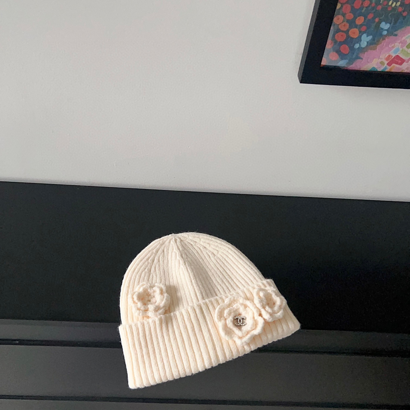 特💛配防尘袋。【CHANEL香奈儿】2025新款小香风山茶花针织毛线帽，独家新款～韩版针织温柔单品