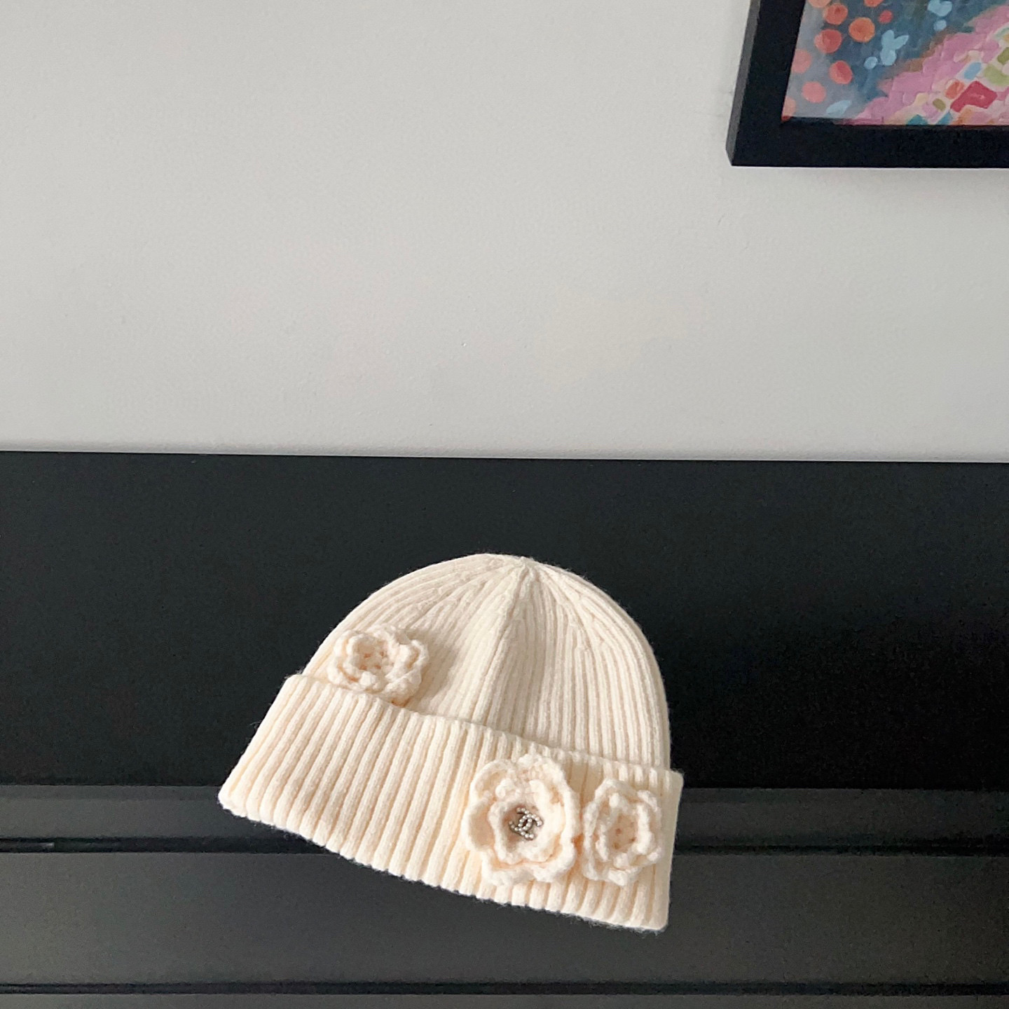 特💛配防尘袋。【CHANEL香奈儿】2025新款小香风山茶花针织毛线帽，独家新款～韩版针织温柔单品