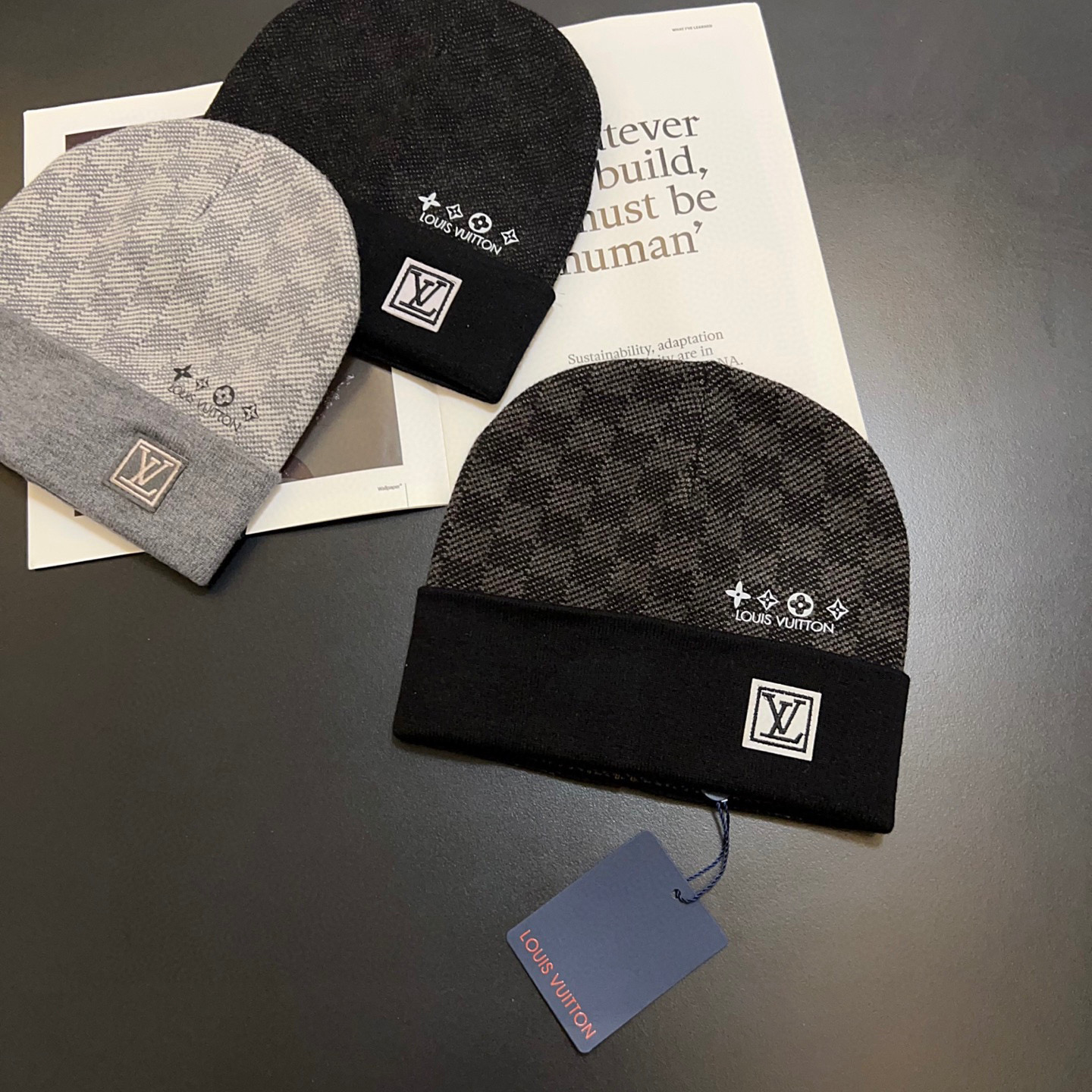 💛配防尘袋。【lv 路易威登】2025新款大牌刺绣针织毛线帽，男女款～时尚简约#保暖款