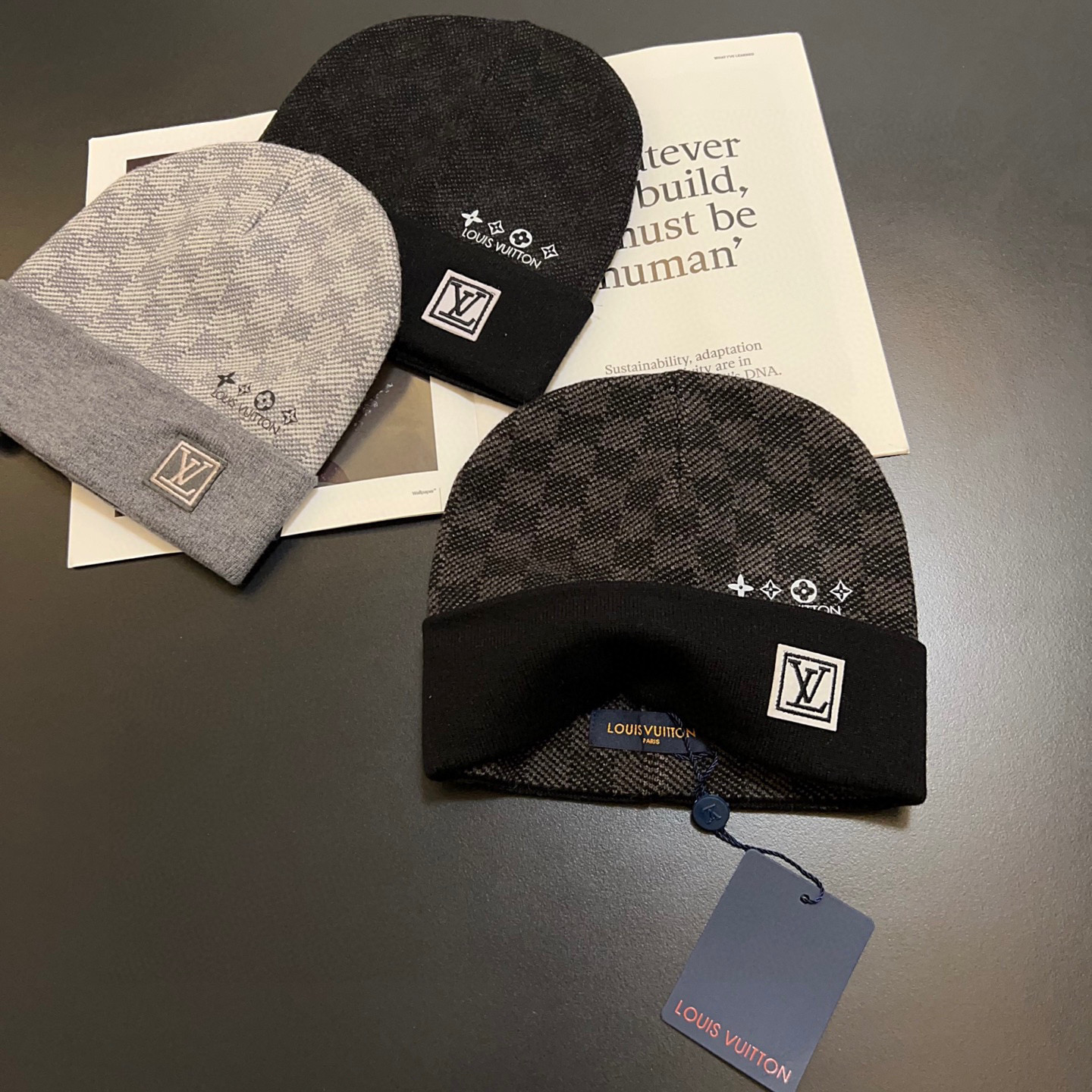 💛配防尘袋。【lv 路易威登】2025新款大牌刺绣针织毛线帽，男女款～时尚简约#保暖款