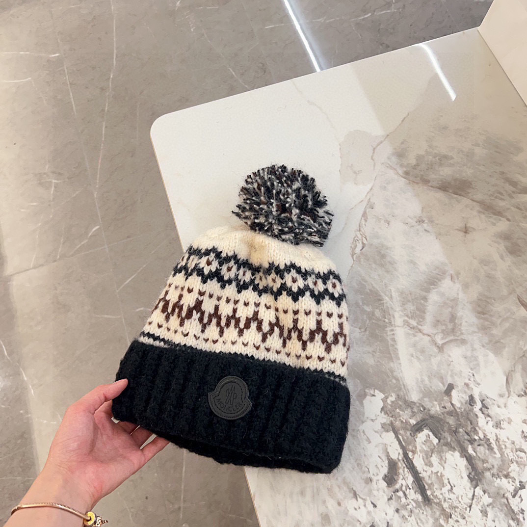 💛配防尘袋【蒙口】2025秋冬新款森系纹路加绒针织毛球毛线帽，保暖时尚～秋冬穿搭必备