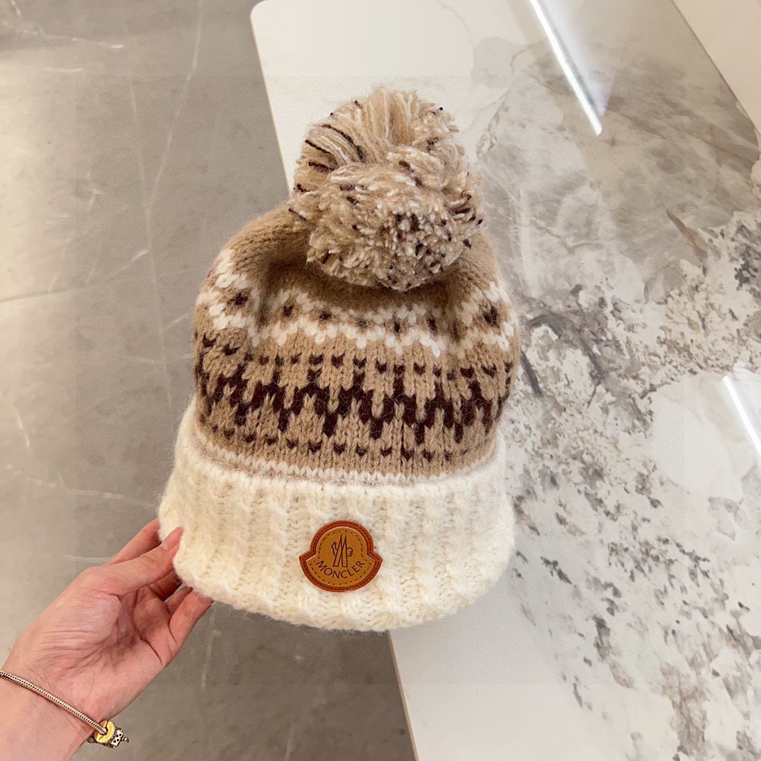 💛配防尘袋【蒙口】2025秋冬新款森系纹路加绒针织毛球毛线帽，保暖时尚～秋冬穿搭必备