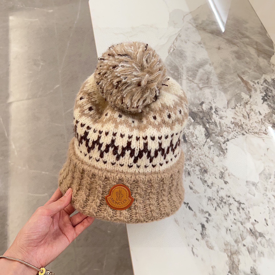 💛配防尘袋【蒙口】2025秋冬新款森系纹路加绒针织毛球毛线帽，保暖时尚～秋冬穿搭必备