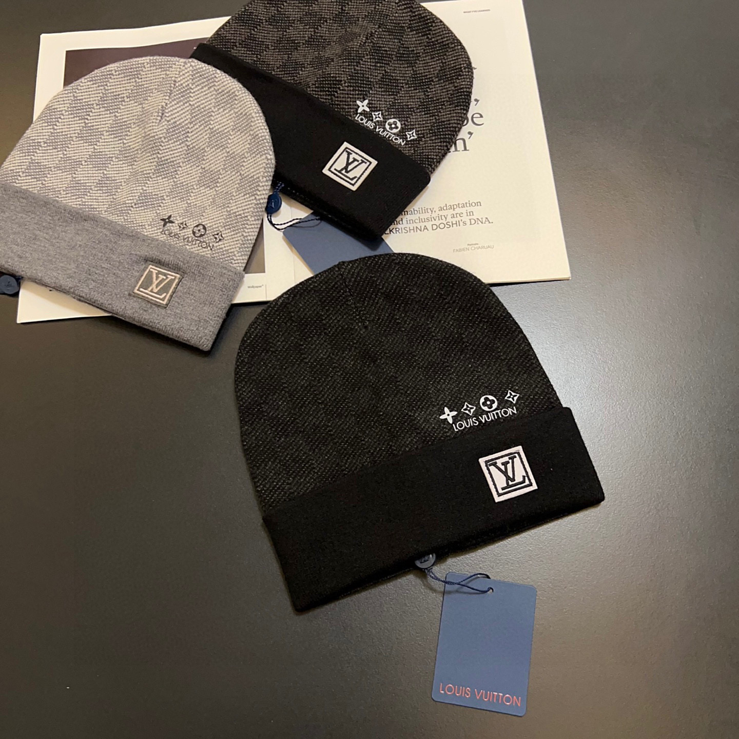 💛配防尘袋。【lv 路易威登】2025新款大牌刺绣针织毛线帽，男女款～时尚简约#保暖款