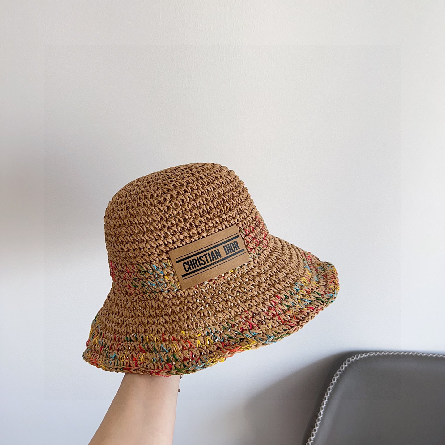 💛配防尘袋【DIOR迪奥】2026新款彩色拼接度假风渔夫帽，🔆百搭日常款～出街必备