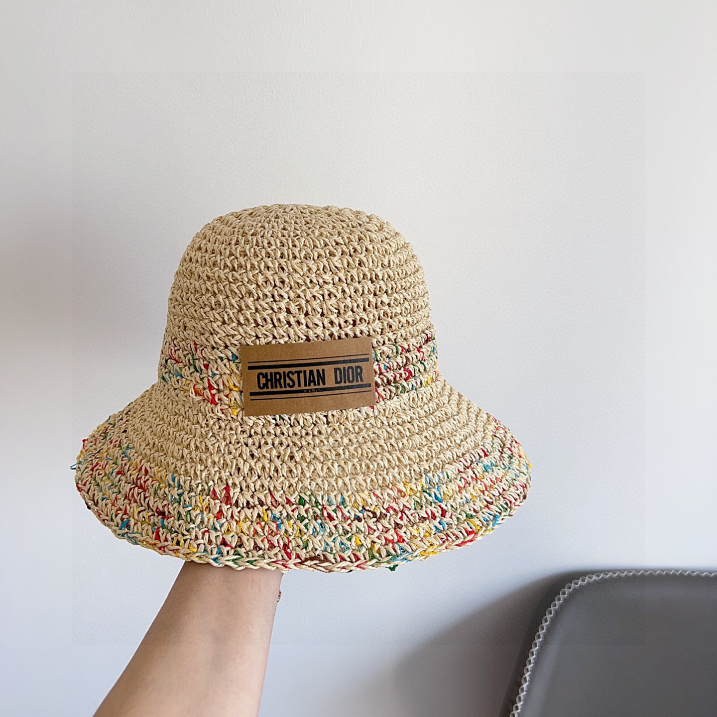 💛配防尘袋【DIOR迪奥】2026新款彩色拼接度假风渔夫帽，🔆百搭日常款～出街必备
