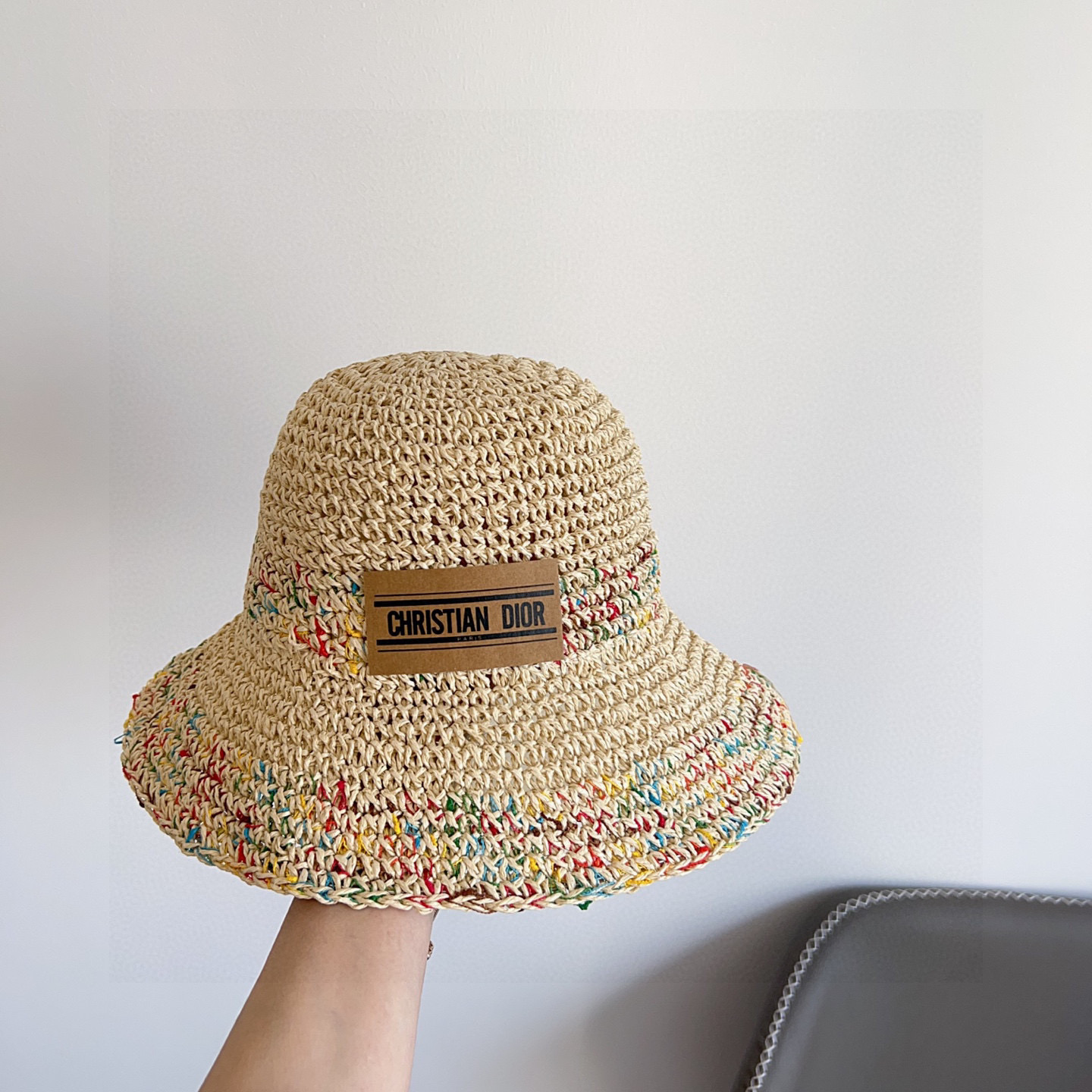💛配防尘袋【DIOR迪奥】2026新款彩色拼接度假风渔夫帽，🔆百搭日常款～出街必备